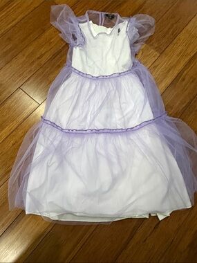 Girls' White and Lilac Tulle Party Dress 8-9 years